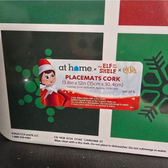 Elf on the Shelf Christmas Cork Placemats 4pc Set. New - Picture 2 of 12
